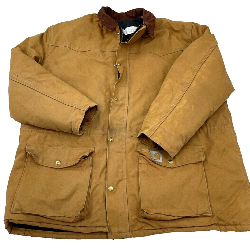 Vintage Carhartt Jacket Men XXL Brown Barn Chore Field Coat Distressed USA 80s